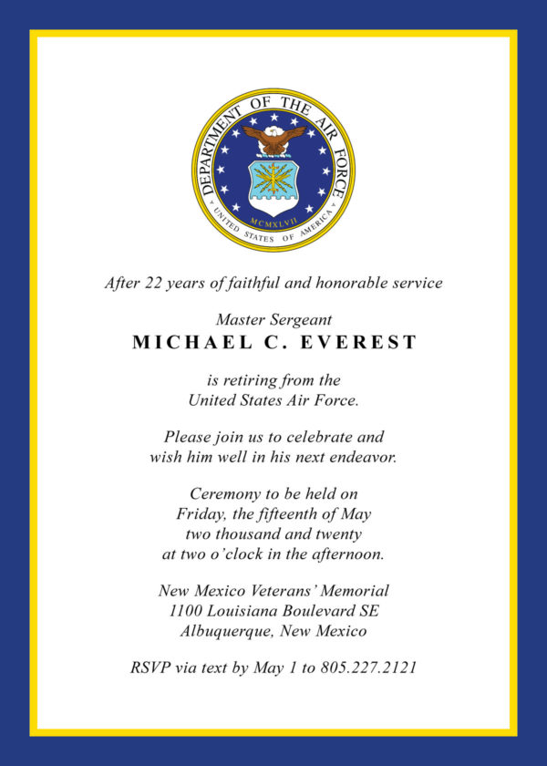 U.S. Military Retirement Invitation - created by v.