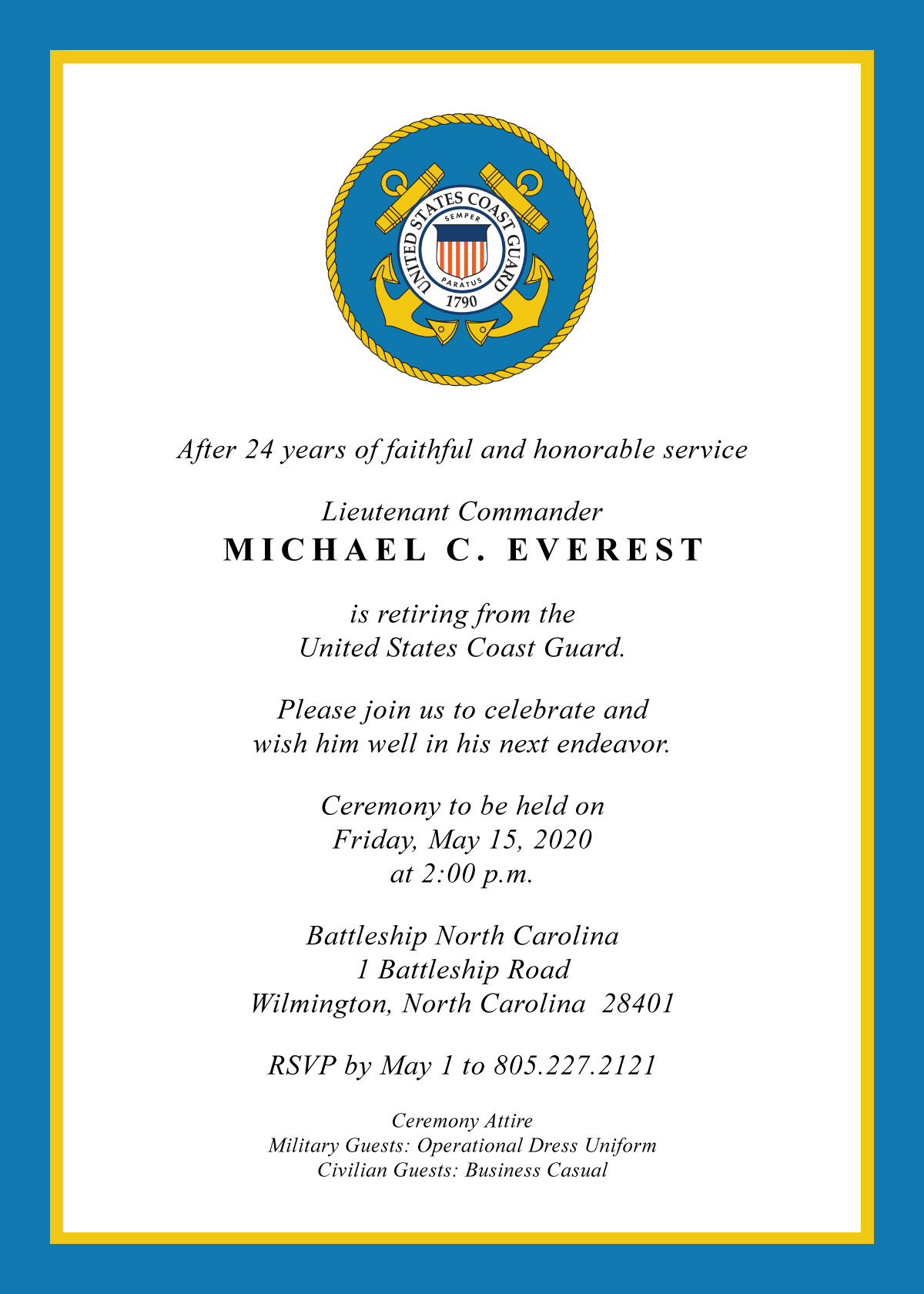 Military Retirement Invitation Template Free