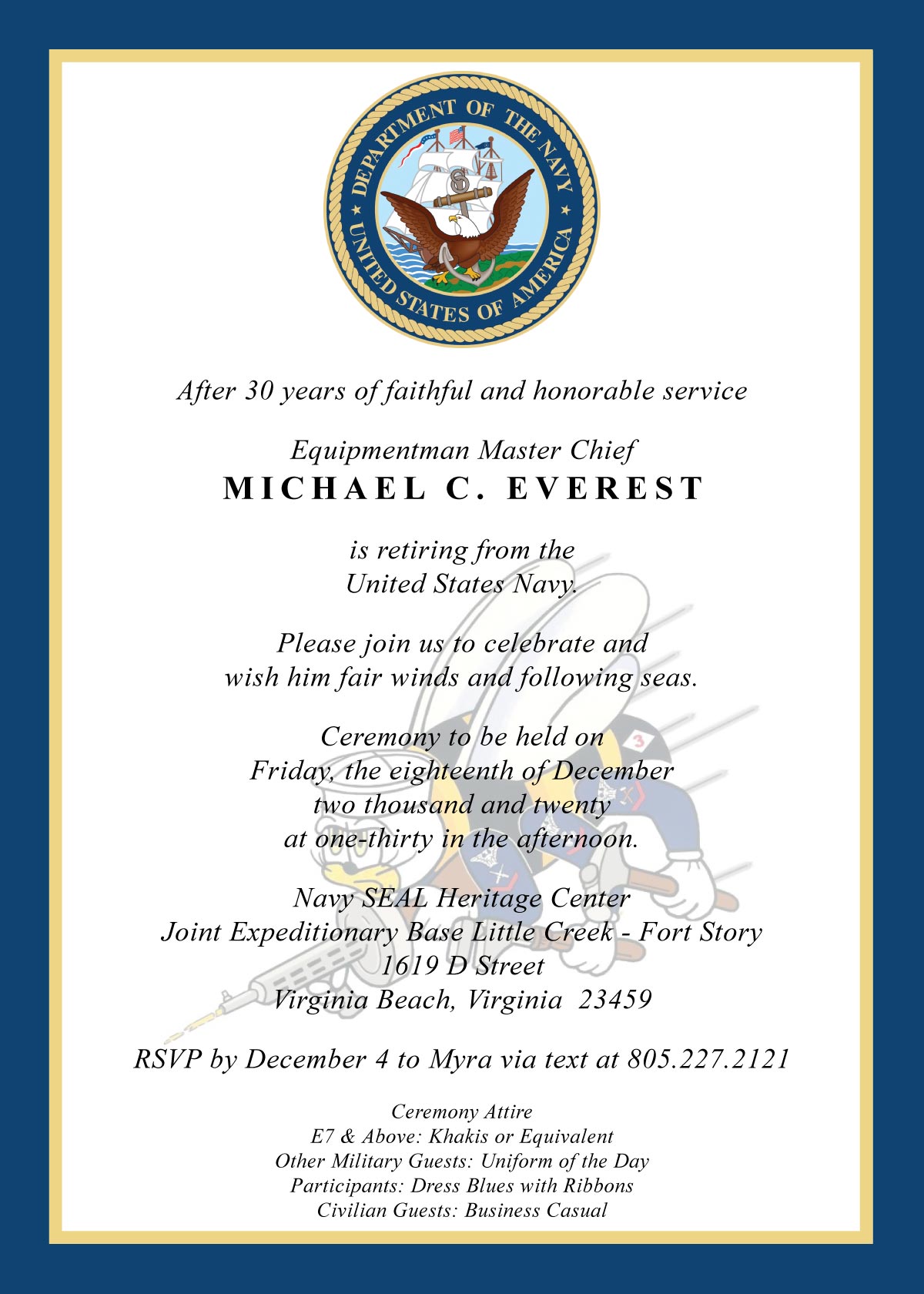 U S Military Retirement Invitation created by v
