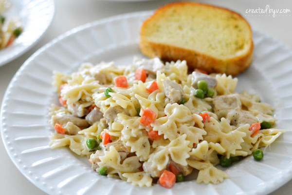 A regular dish on my meal planning rotation! Check out how quick and easy this Creamy Chicken and Bowtie Pasta is to make for dinner tonight!