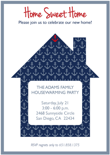 Invite friends and family to celebrate your new home with these nautical-themed Home Sweet Home housewarming party invitations.
